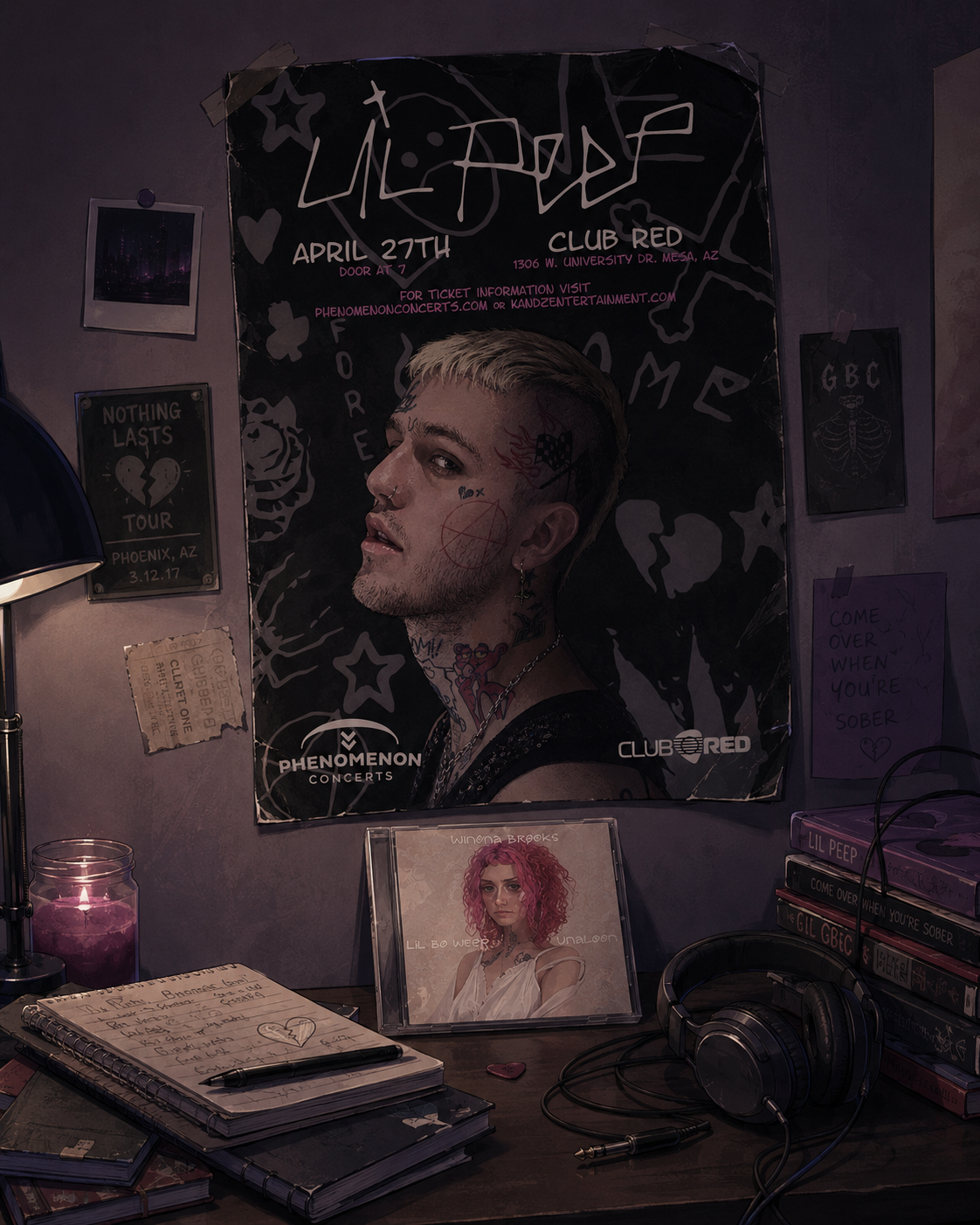 Posters accrochés au mur de la chambre de Mireya